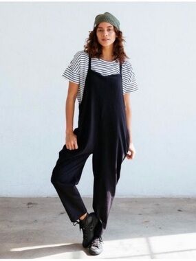 Black Relaxed Tie-Strap Jumpsuit